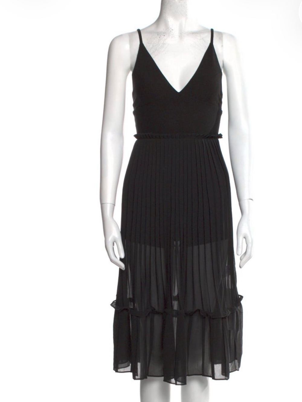 LPA Elegant Black Pleated Midi Dress with shorts size small